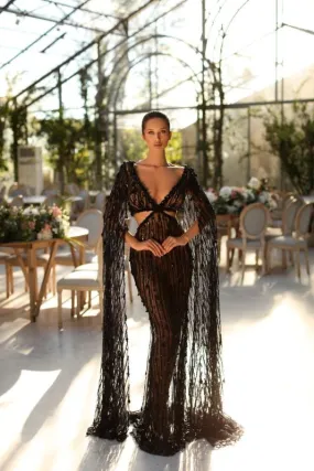 Angelica Beautiful Long Black Evening Dress