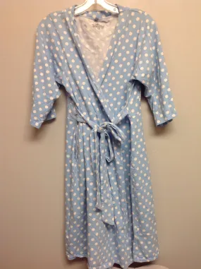 Baby Be Mine Size Small Lt. Blue Polka Dot Maternity Robe