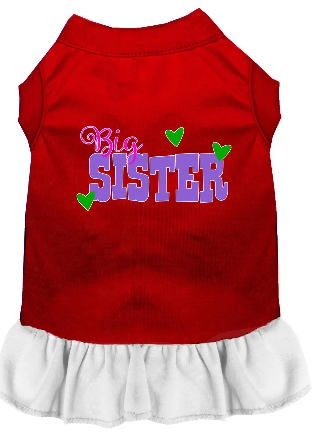 Big Sister Screen Print Dog Dress Red With White Lg