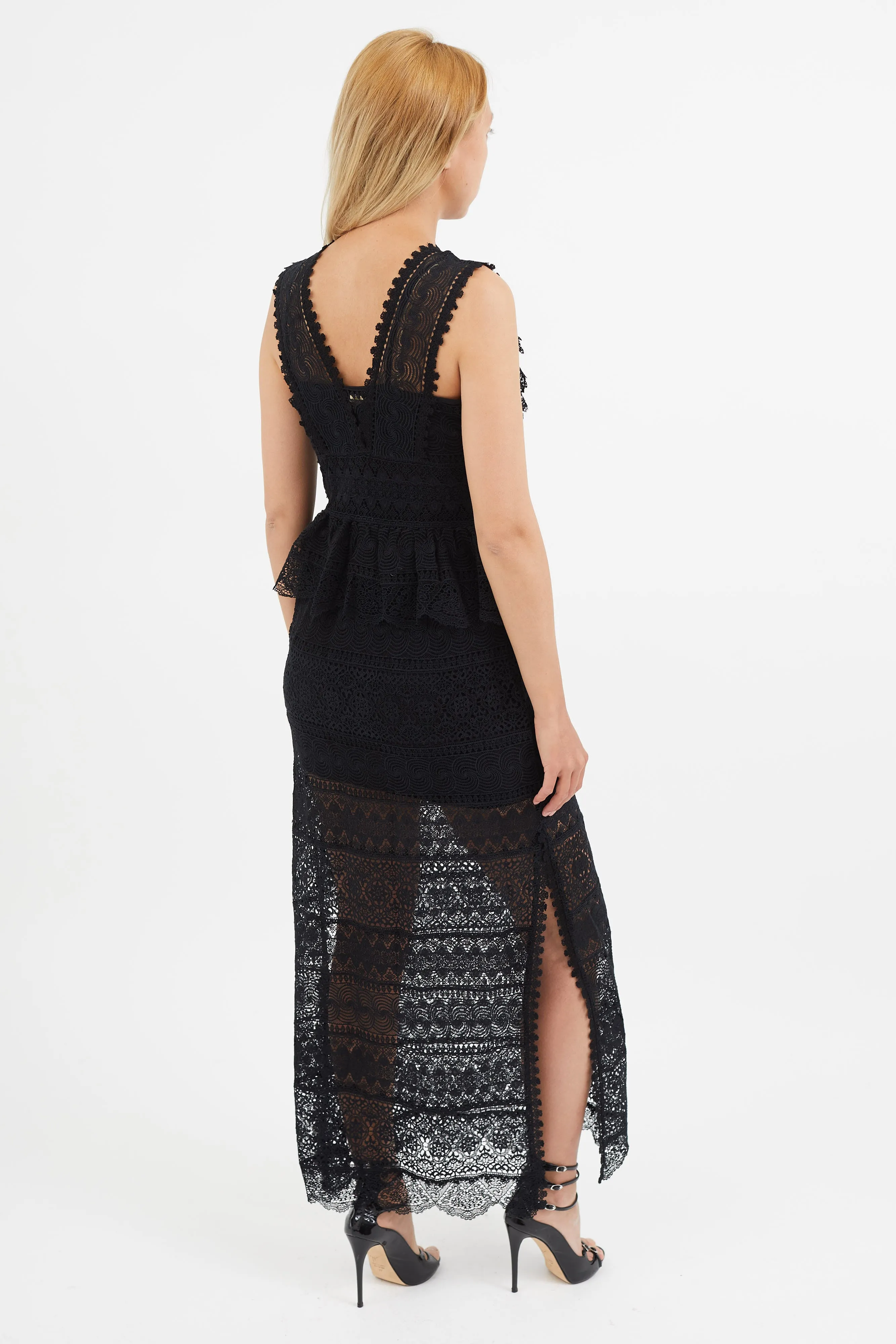 Black Eyelet Lace Sheer Dress
