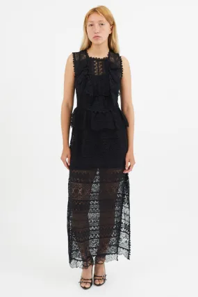 Black Eyelet Lace Sheer Dress