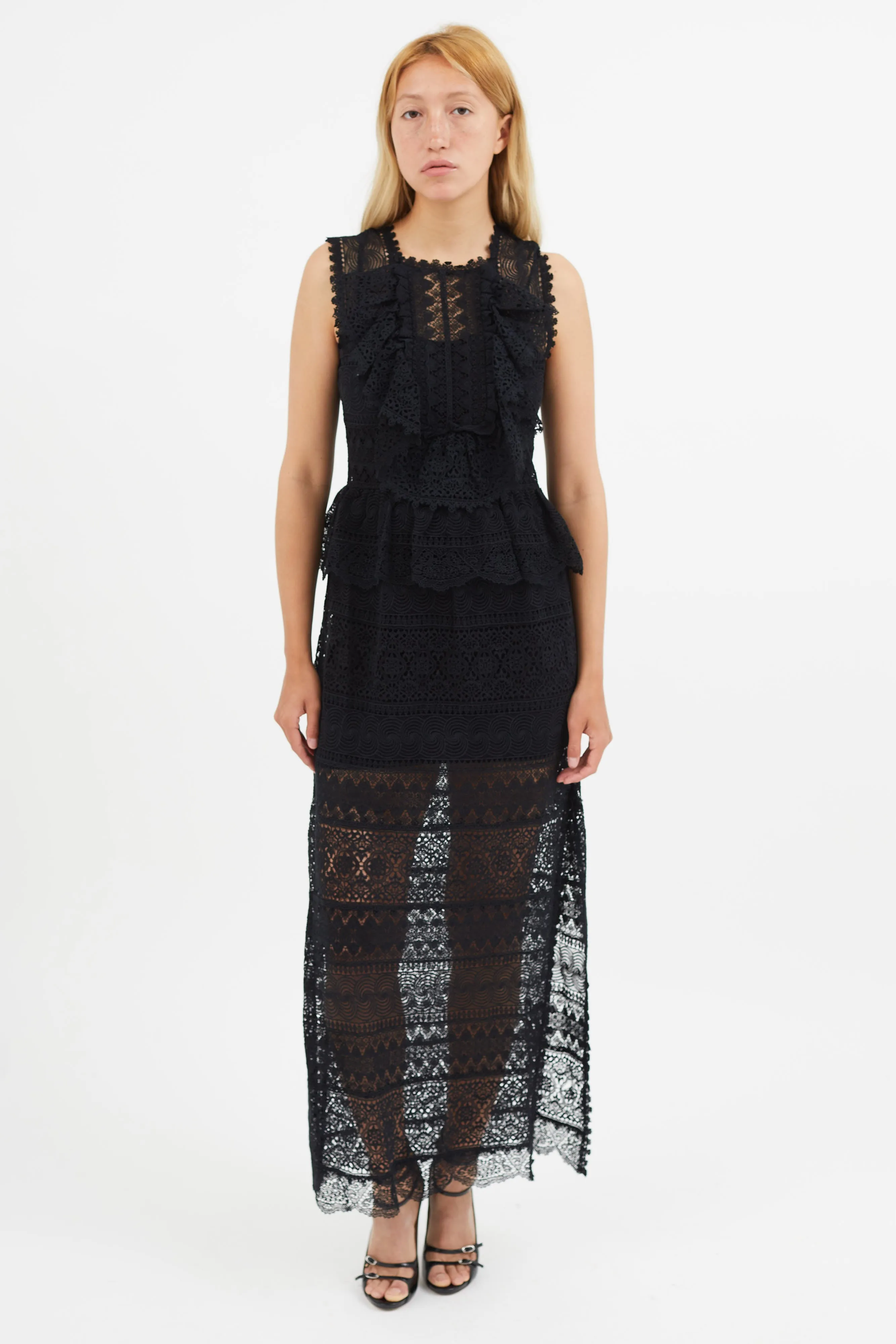 Black Eyelet Lace Sheer Dress