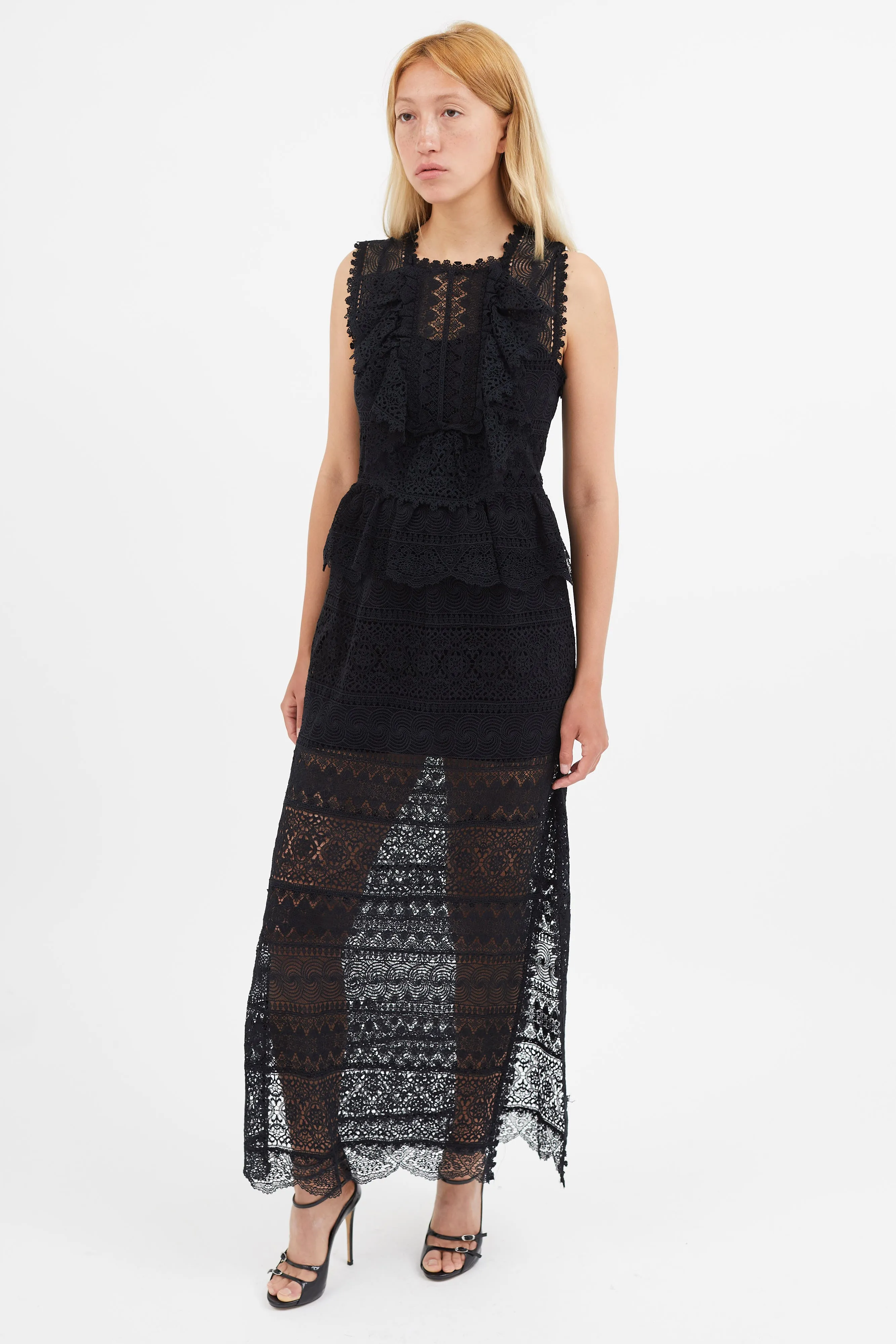 Black Eyelet Lace Sheer Dress