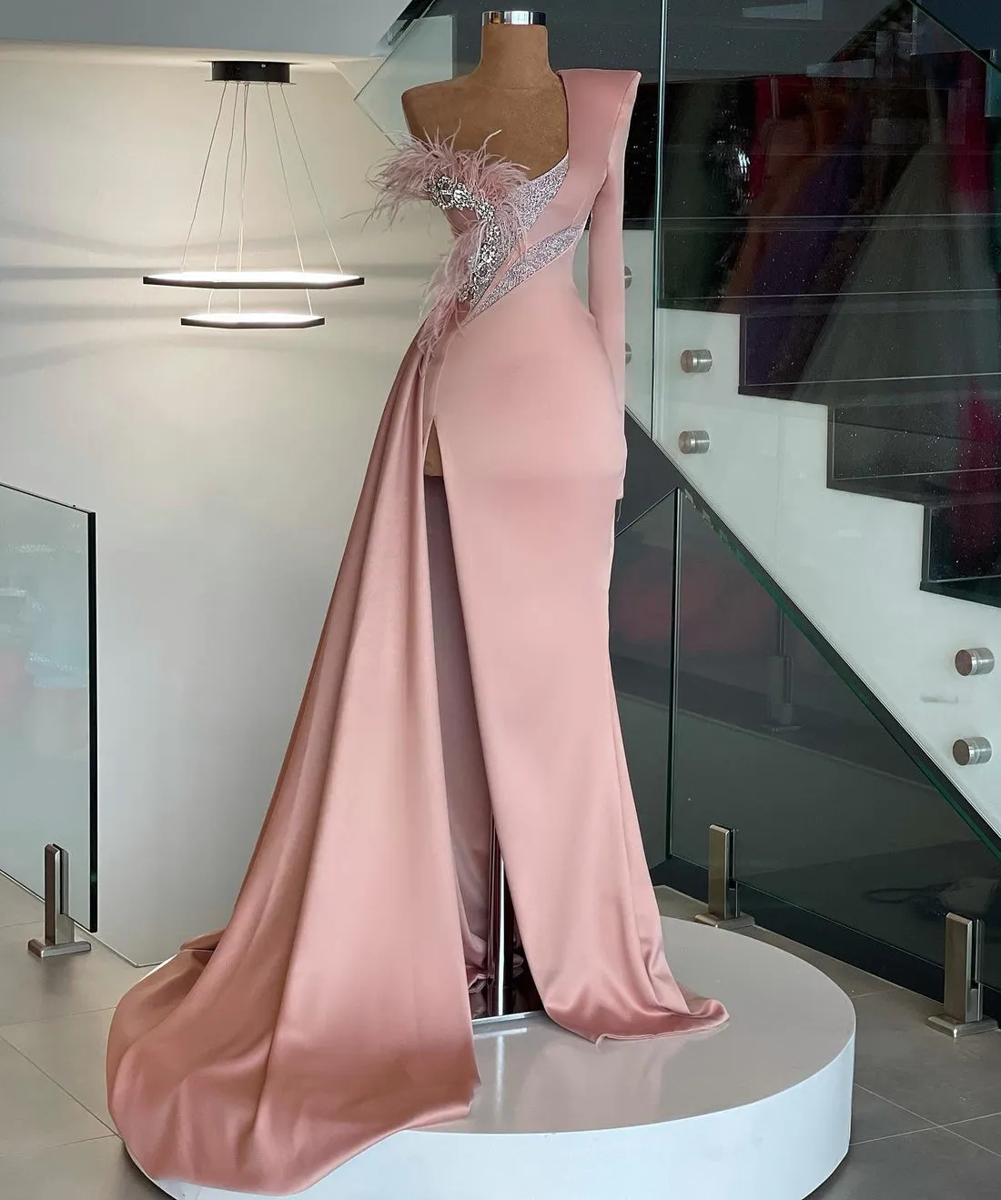 Bristol Pink One Sleeve   Evening Dress