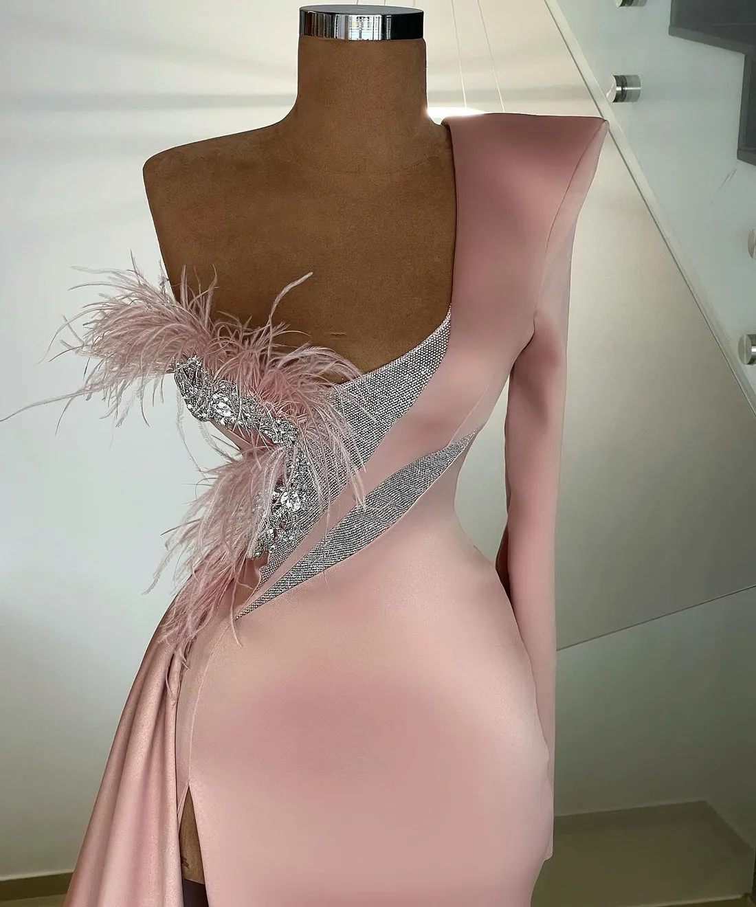 Bristol Pink One Sleeve   Evening Dress