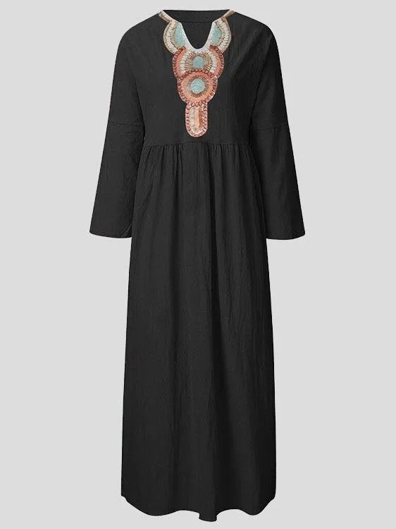 Casual V-neck Long Sleeve Dress