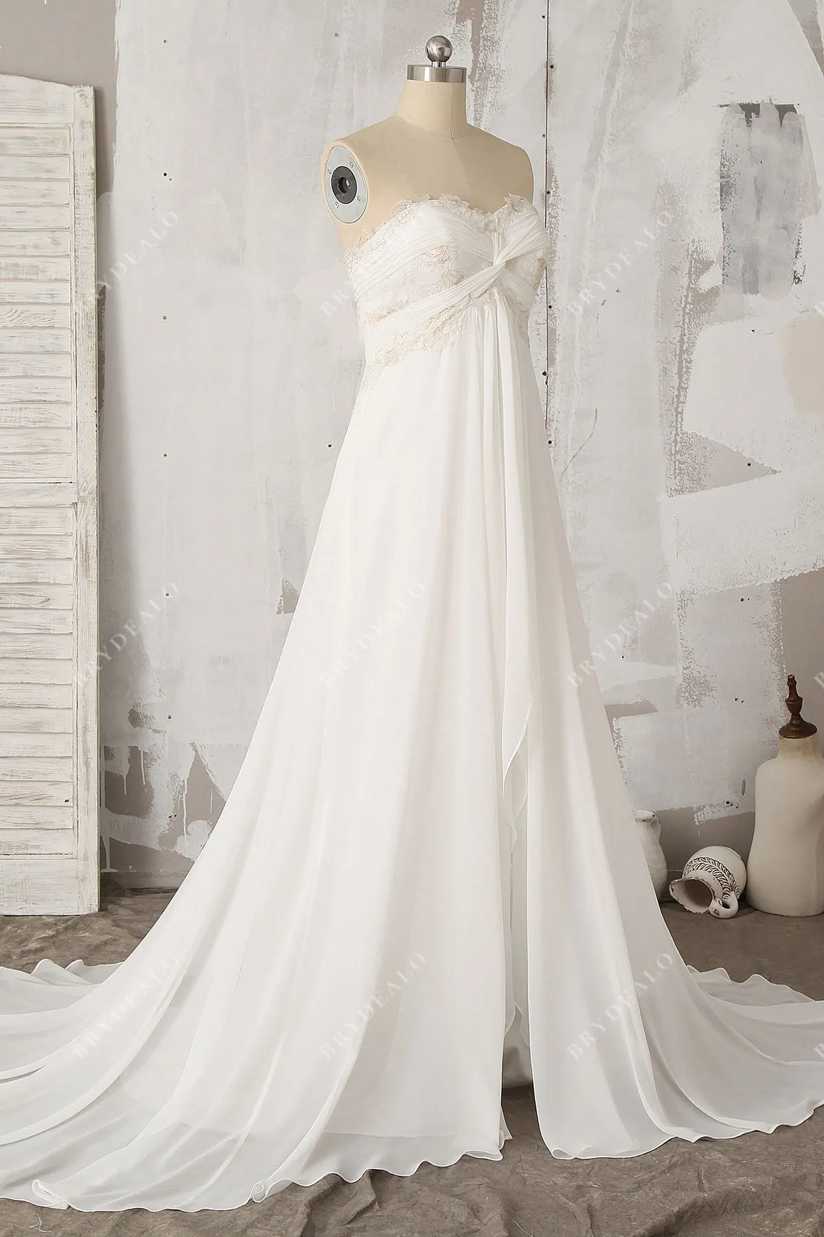 Chic Empire Chiffon Maternity Beach Wedding Dress in A-line