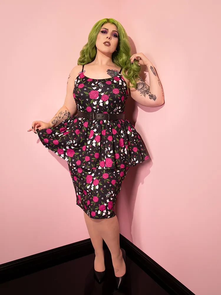 FINAL SALE - BEETLEJUICE™ Sandworm & Roses Peplum Wiggle Dress