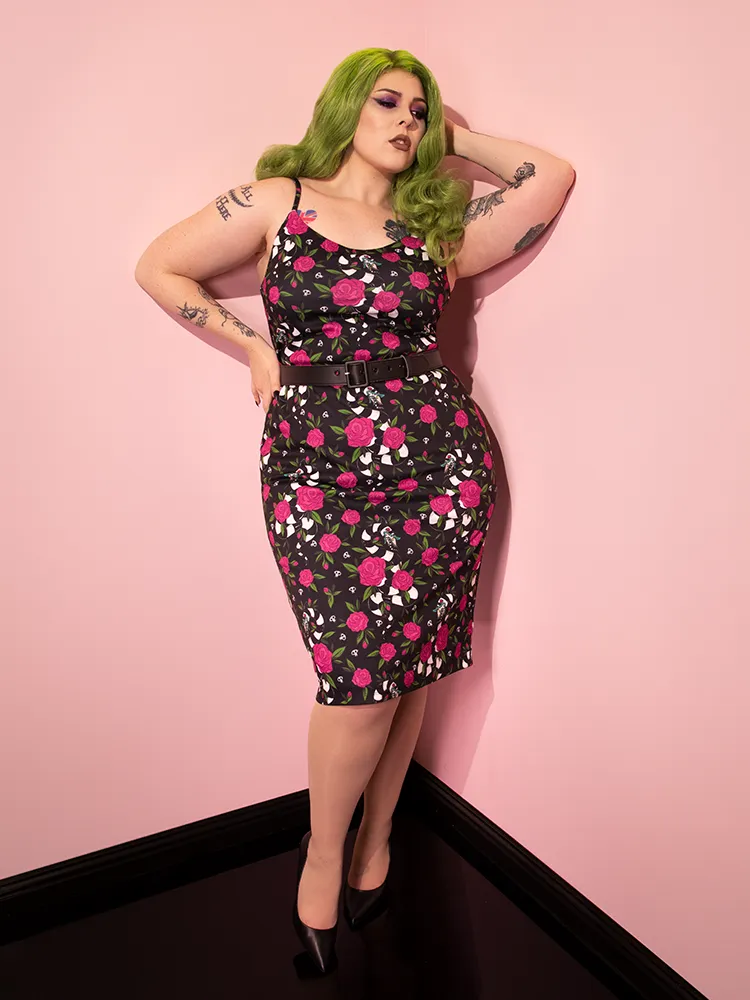 FINAL SALE - BEETLEJUICE™ Sandworm & Roses Peplum Wiggle Dress