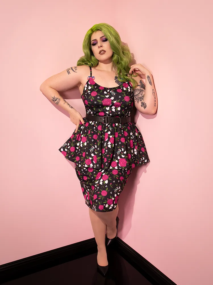 FINAL SALE - BEETLEJUICE™ Sandworm & Roses Peplum Wiggle Dress