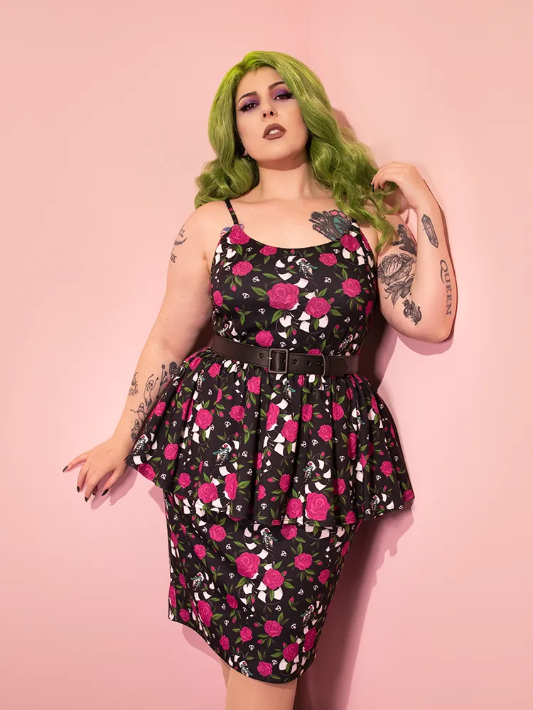 FINAL SALE - BEETLEJUICE™ Sandworm & Roses Peplum Wiggle Dress
