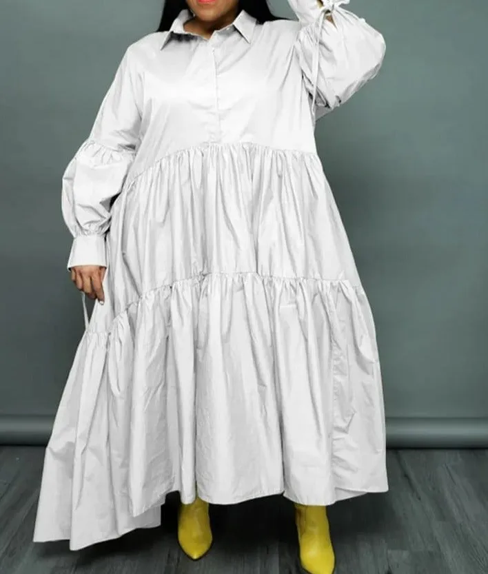 Plus Size Shirt Dresses For Women Casual Loose Big Swing Maxi Dress  XL 116363