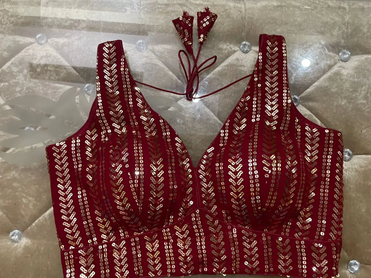 Readymade Beautiful Tone to Tone Machine Sequence Work Blouse