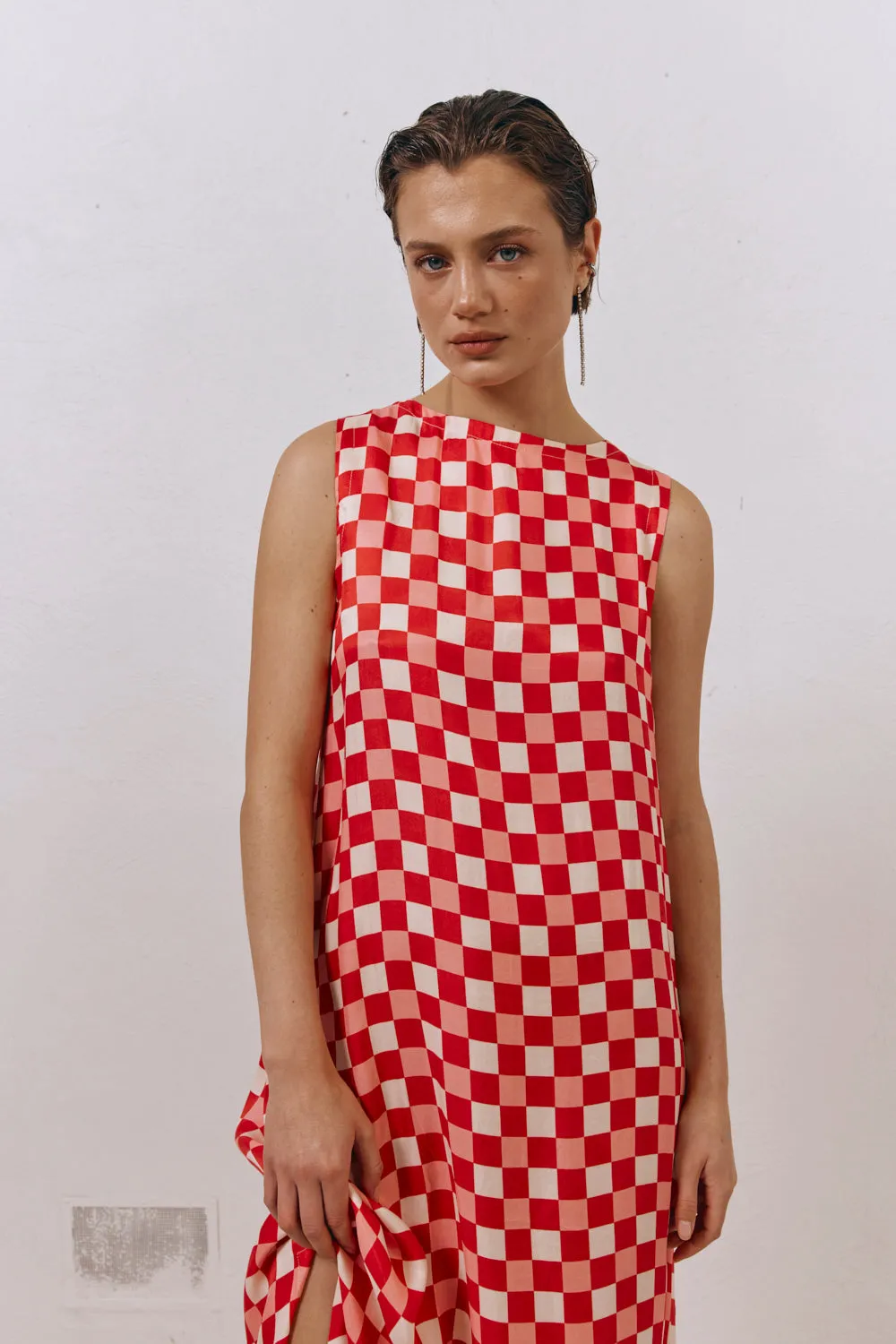 Sacha Smock Midi Dress Check