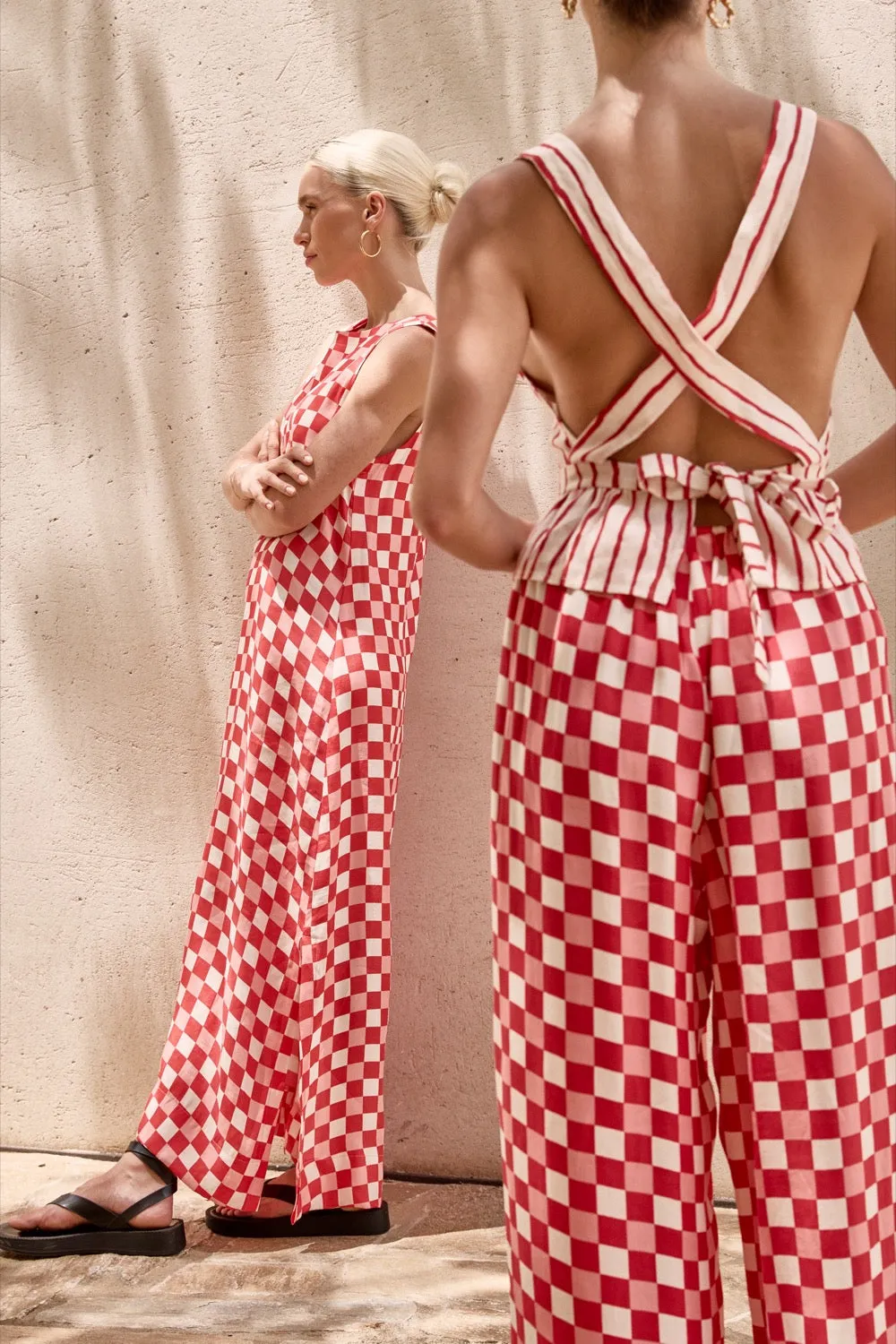 Sacha Smock Midi Dress Check