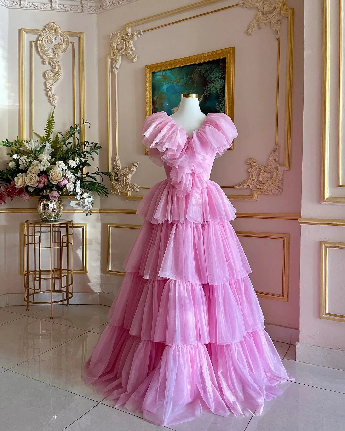 TAVIMART  -  Pretty Mesh Ruffles Tiered Prom Dresses Real Image Tulle Puffy A Line Evening Dress Fluffy Mesh Long Pageant Formal Gowns Z