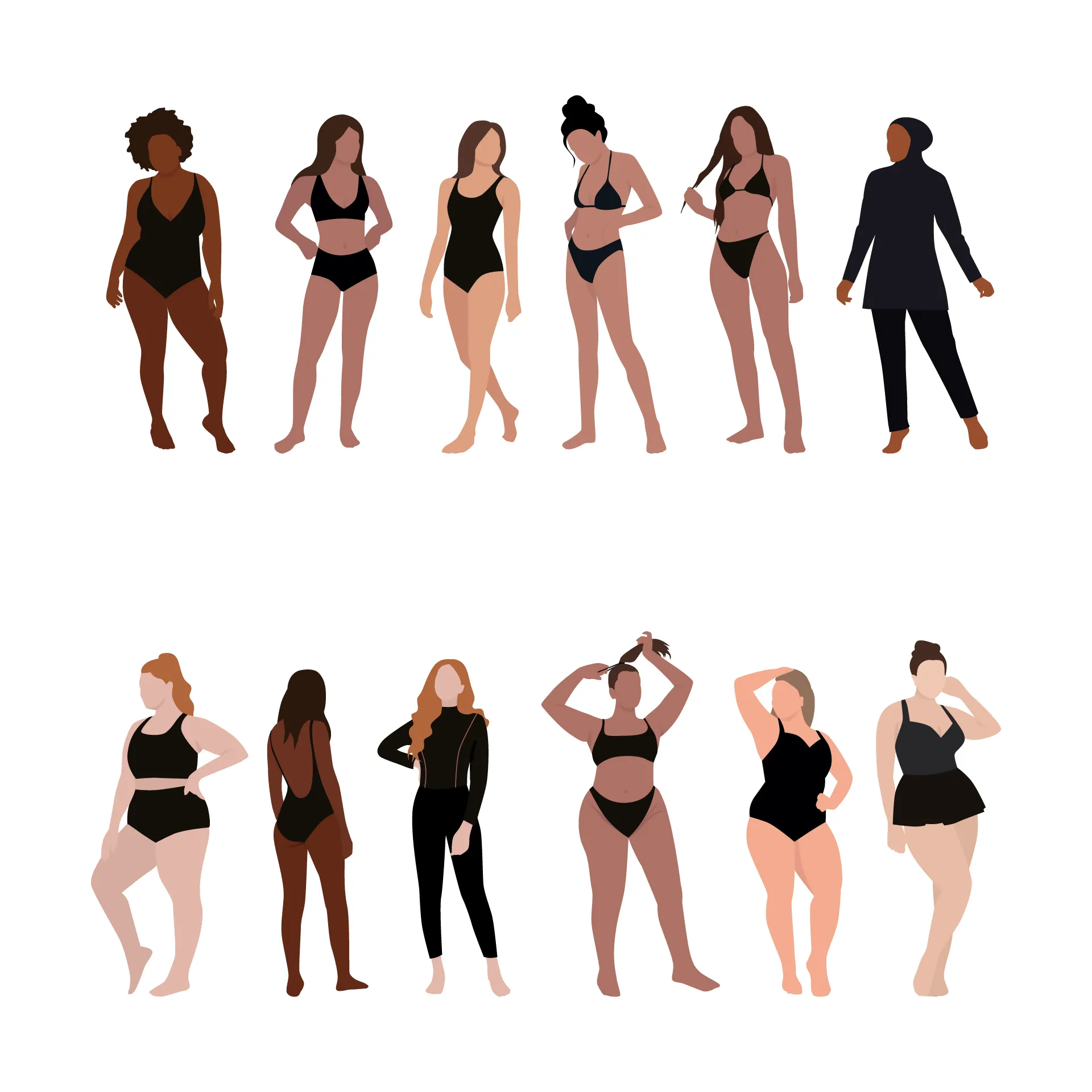 Women in Swimsuit Cutout Pack